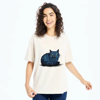 Tokyo-Tiger Fierce Blue Cat With Sharp Teeth Art Washed T-Shirt