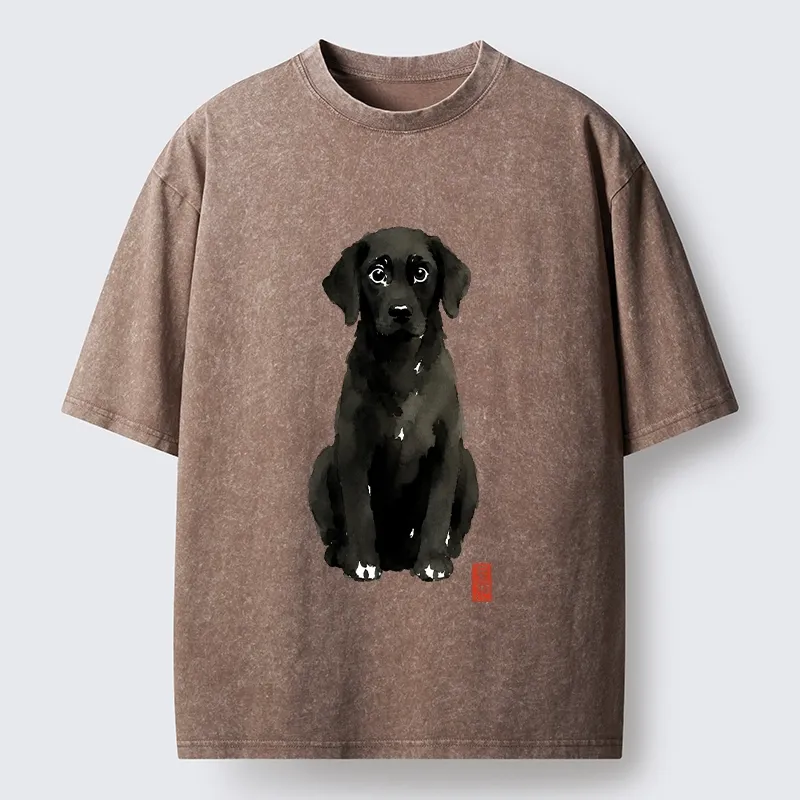 Tokyo‑Tiger Quirky Ink Dog Washed T‑Shirt
