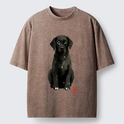 Tokyo‑Tiger Quirky Ink Dog Washed T‑Shirt