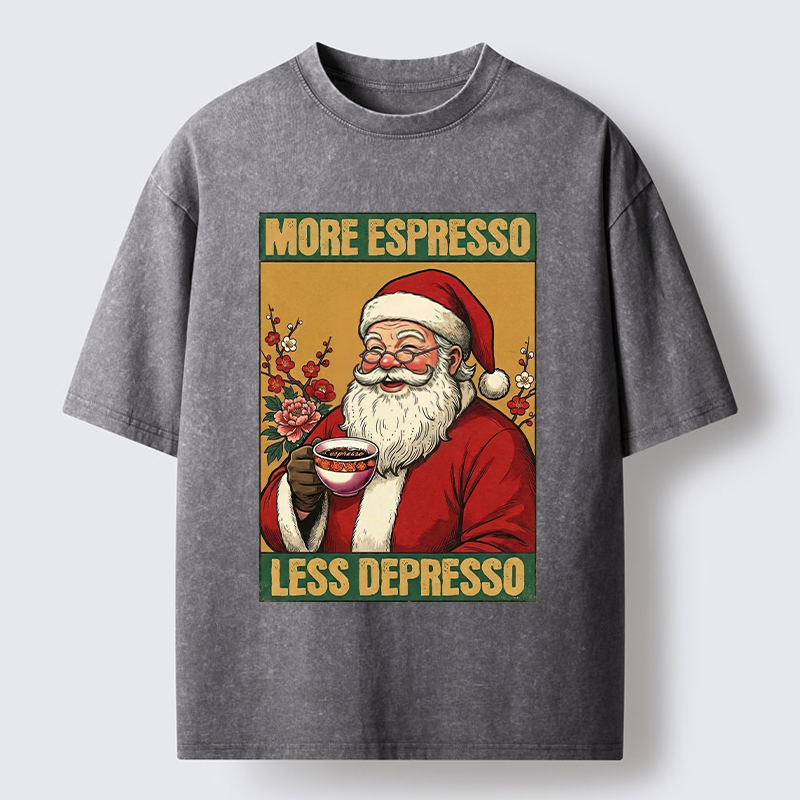 Tokyo-Tiger Funny Santa Coffee Meme Washed T-Shirt