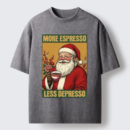 Tokyo-Tiger Funny Santa Coffee Meme Washed T-Shirt