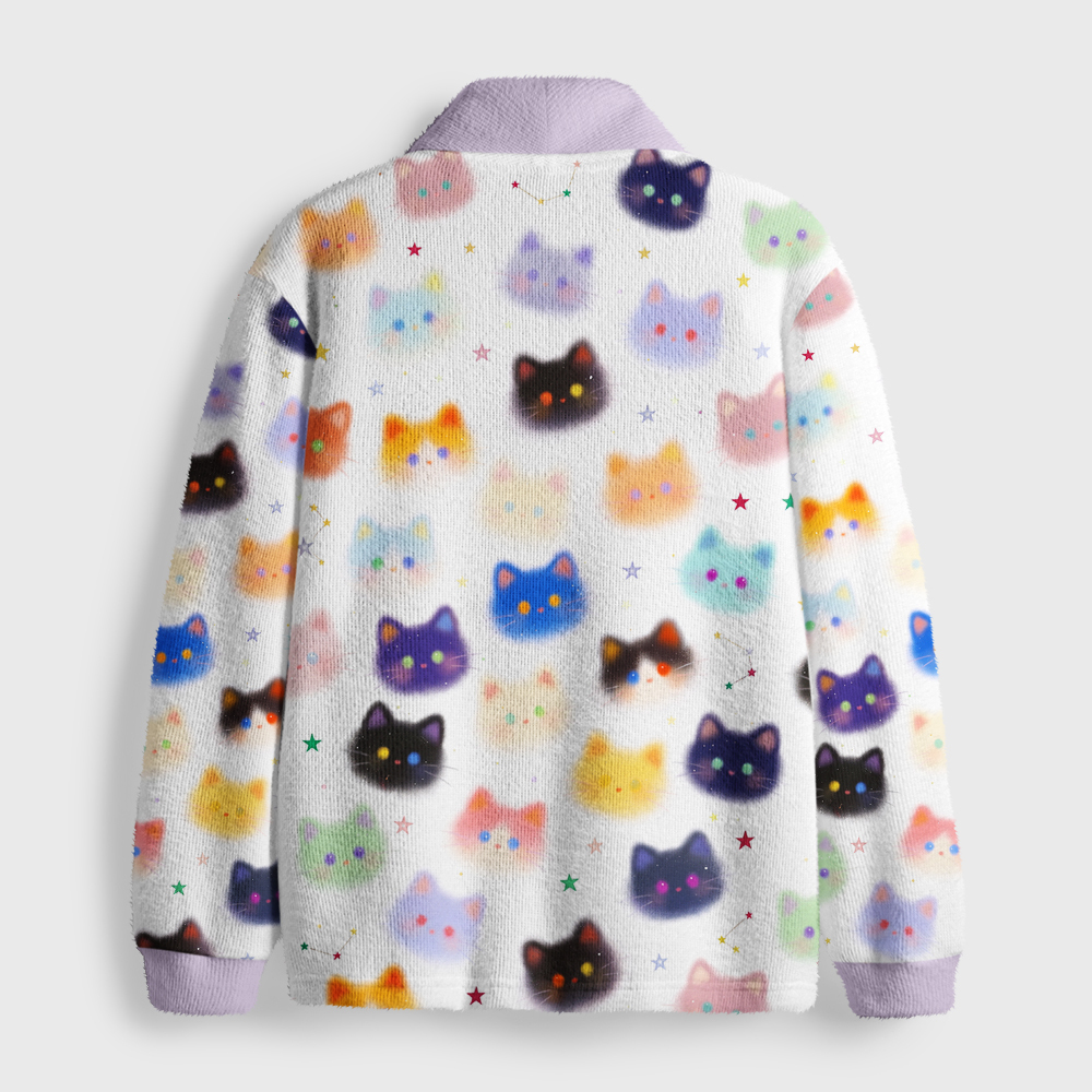 Tokyo-Tiger Rainbow Mist Cats Shawl Collar Cardigan