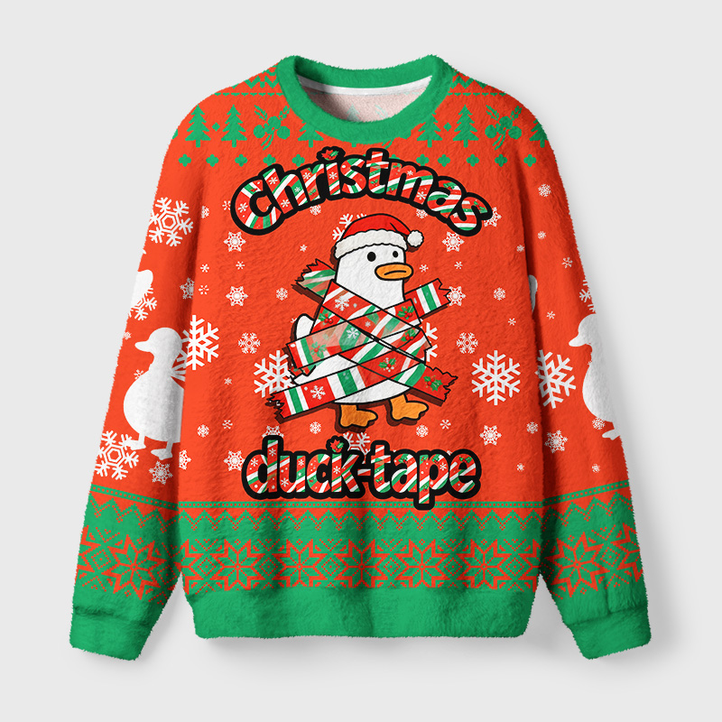 Tokyo-Tiger Christmas Duck-Tape Fuzzy Christmas Ugly Sweatshirt