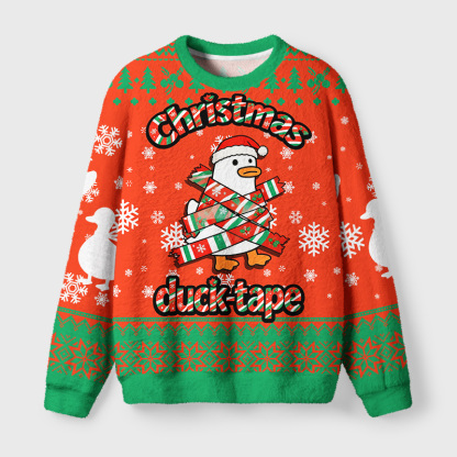 Tokyo-Tiger Christmas Duck-Tape Fuzzy Christmas Ugly Sweatshirt