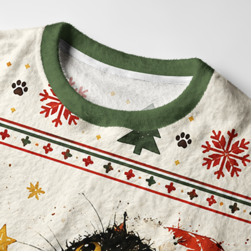 Tokyo-Tiger Winter Cat Friends Fuzzy Christmas Ugly Sweatshirt