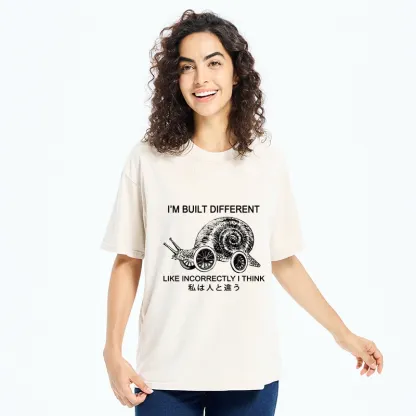 Tokyo-Tiger Snail Built Different With Wheels Joke Washed T-Shirt