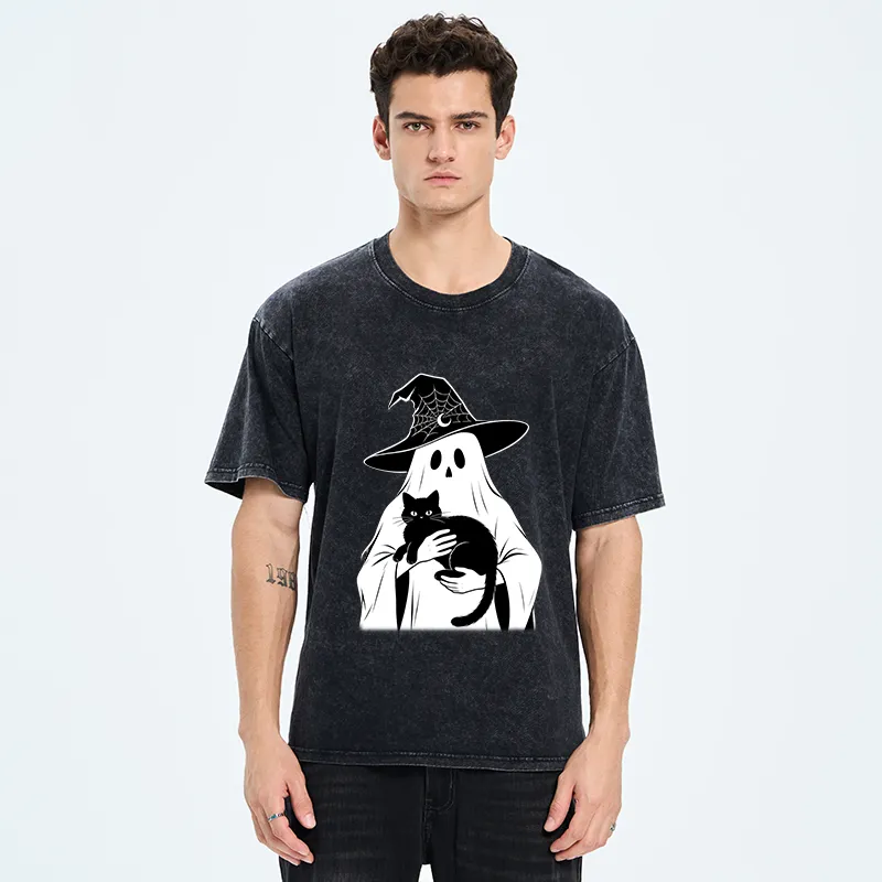 Tokyo-Tiger Ghost Cat Buddy Washed T-Shirt