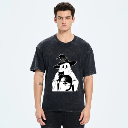 Tokyo-Tiger Ghost Cat Buddy Washed T-Shirt