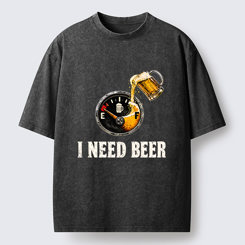 Tokyo-Tiger Low Fuel Beer Lover Meme Washed T-Shirt