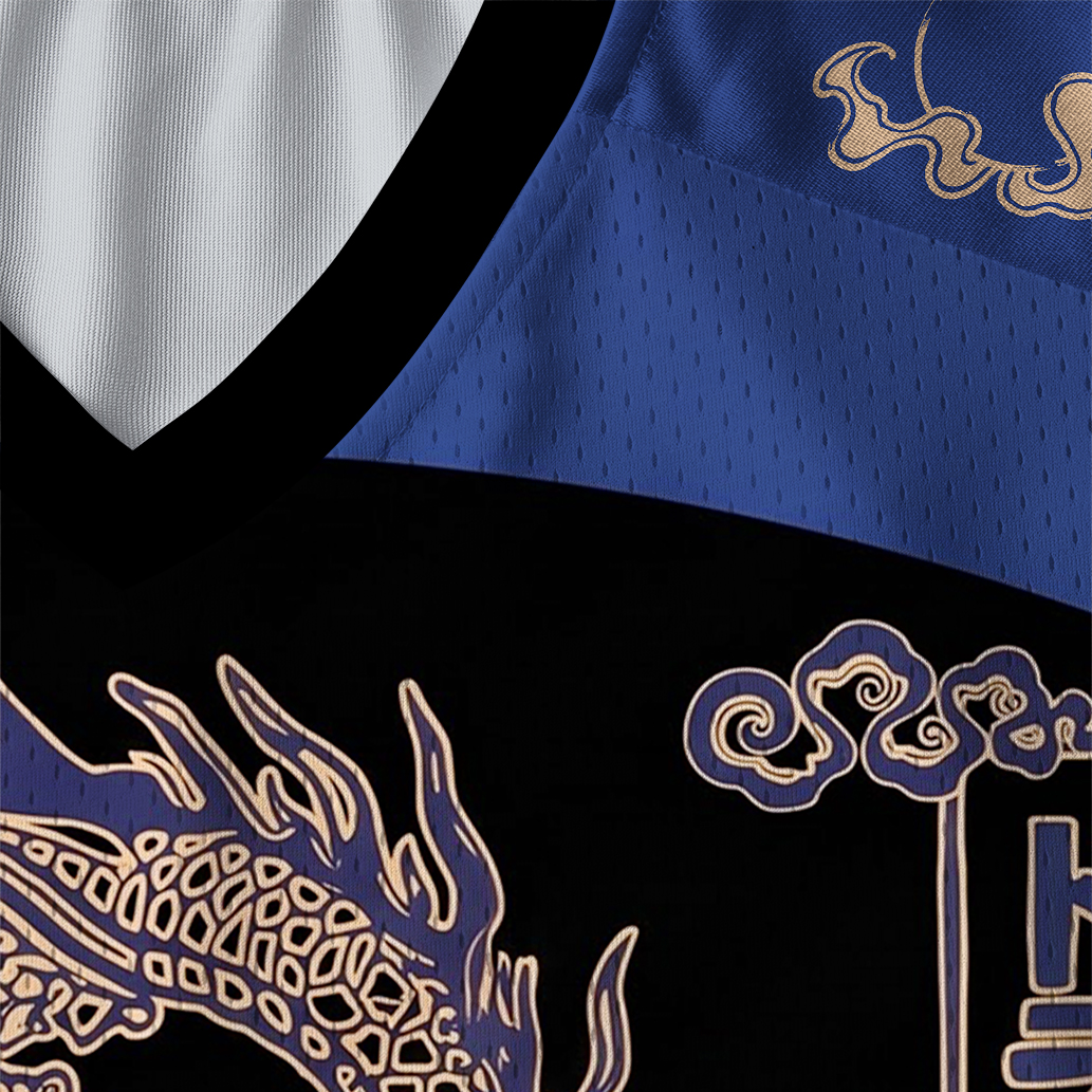 Tokyo-Tiger Oriental Cloud Dragon Paneled Long Sleeve Jersey