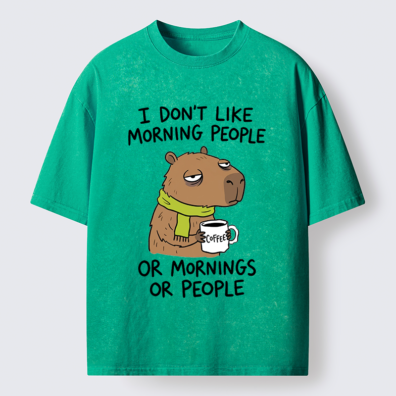 Tokyo-Tiger Funny Tired Morning Capybara Meme Washed T-Shirt