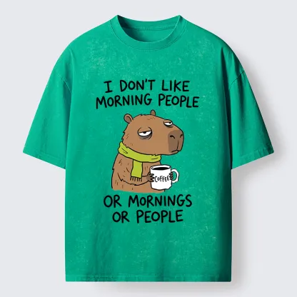 Tokyo-Tiger Funny Tired Morning Capybara Meme Washed T-Shirt