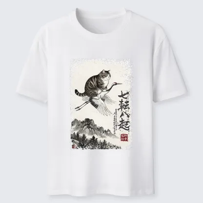 Tokyo-Tiger Funny Cat Riding Crane Art Classic T-Shirt