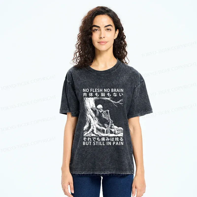 Tokyo-Tiger Painful Skeleton Washed T-Shirt