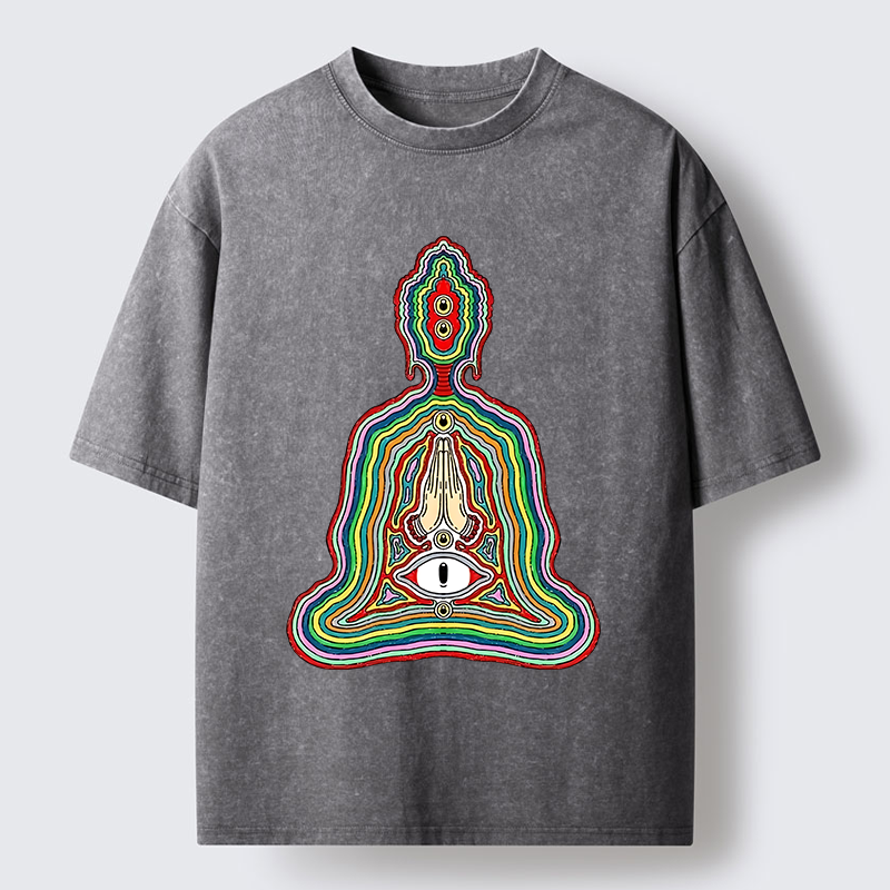Tokyo-Tiger Colorful Multi Eye Buddha Washed T-Shirt