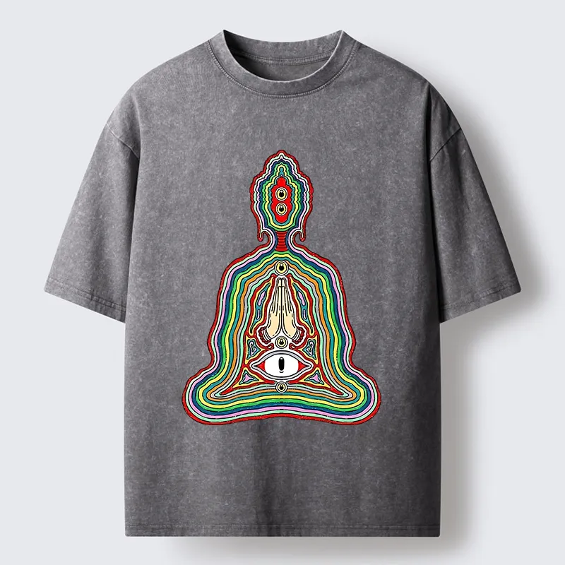 Tokyo-Tiger Colorful Multi Eye Buddha Washed T-Shirt
