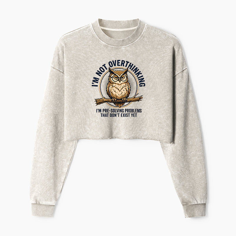Tokyo-Tiger Overthink Master Owl Washed Crop Sweatshirt