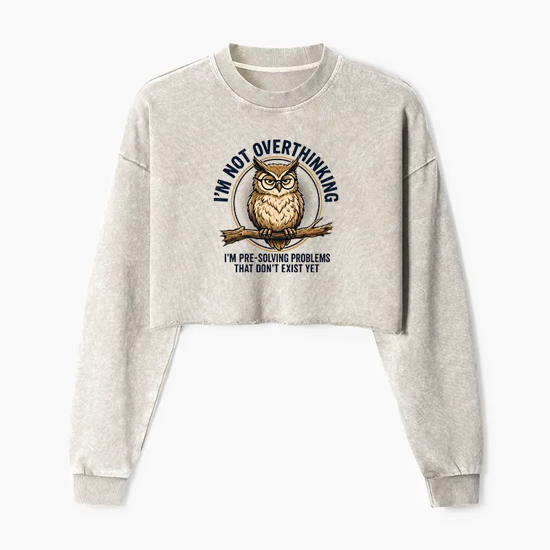 Tokyo-Tiger Overthink Master Owl Washed Crop Sweatshirt