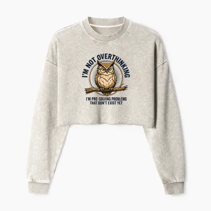 Tokyo-Tiger Overthink Master Owl Washed Crop Sweatshirt