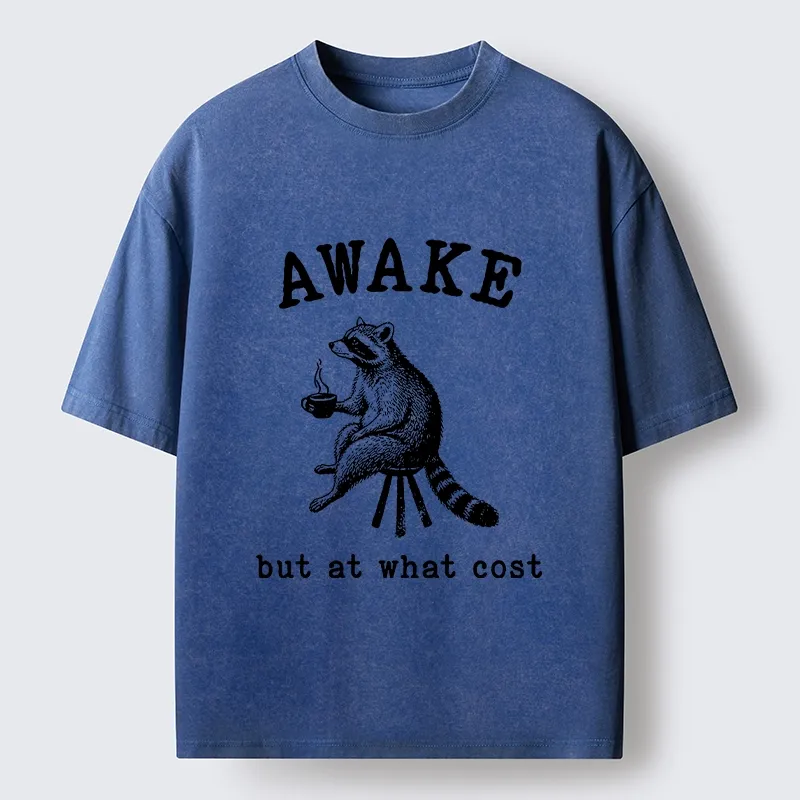 Tokyo‑Tiger Coffee Raccoon Mood Washed T‑Shirt