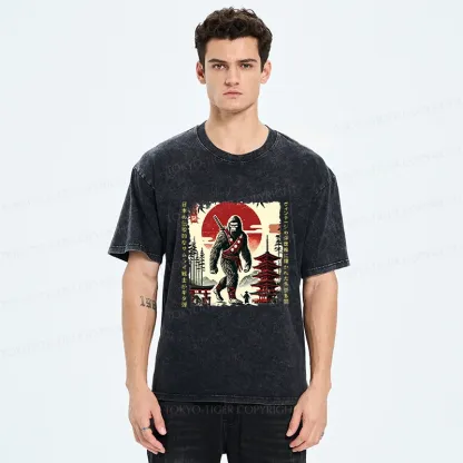 Tokyo-Tiger Retro Japanese Bigfoot Washed T-Shirt