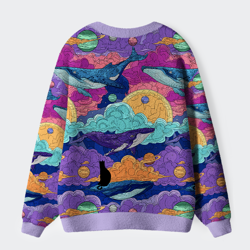 Tokyo-Tiger Meow in the Milky Way Ugly Cardigan Sweater