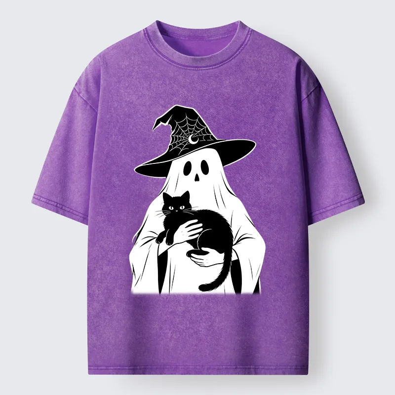 Tokyo-Tiger Ghost Cat Buddy Washed T-Shirt