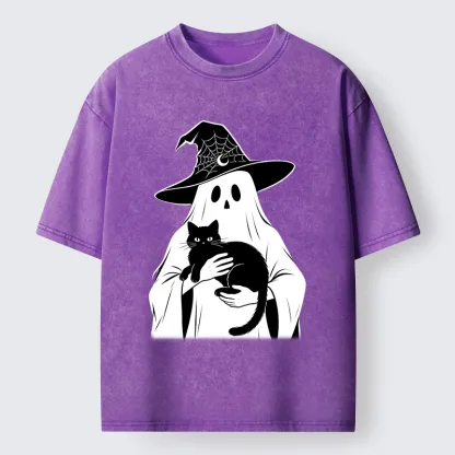 Tokyo-Tiger Ghost Cat Buddy Washed T-Shirt