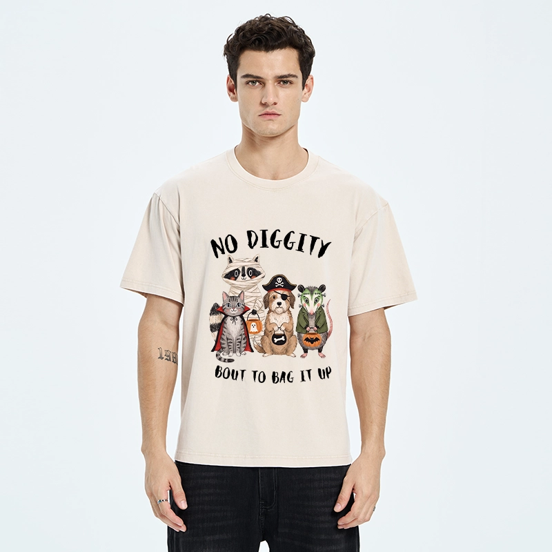Tokyo‑Tiger Funny Halloween Crew Washed T‑Shirt