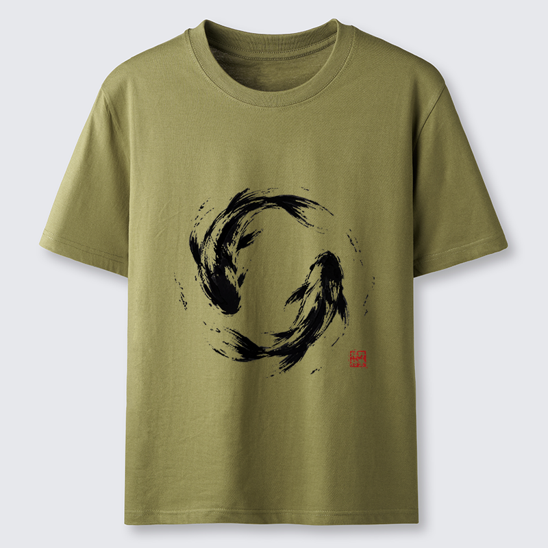 Tokyo-Tiger Ink Koi Fish Circle Classic T-Shirt