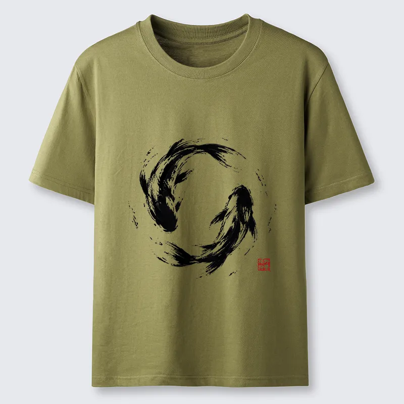 Tokyo-Tiger Ink Koi Fish Circle Classic T-Shirt