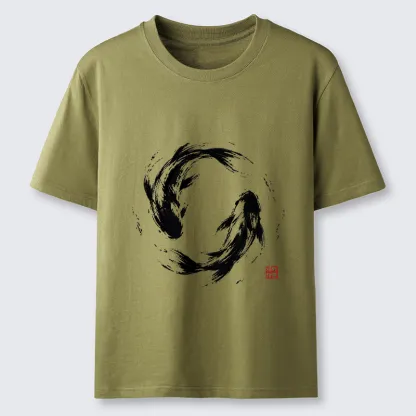 Tokyo-Tiger Ink Koi Fish Circle Classic T-Shirt