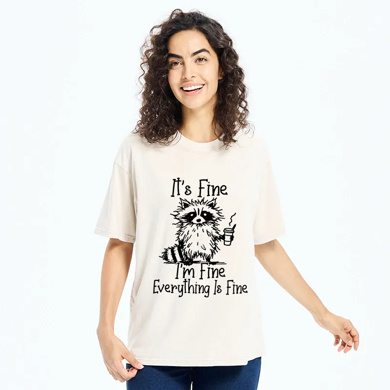 Tokyo-Tiger Raccoon Fine Meme Washed T-Shirt