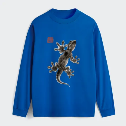 Tokyo-Tiger Minimal Asian Ink Brush Gecko Vibe Classic Long Sleeve T-Shirt