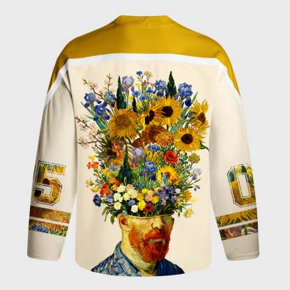 Tokyo-Tiger Floral Van Gogh Long-Sleeve Hockey Jersey