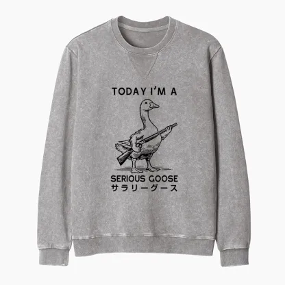 Tokyo-Tiger Serious Stupid Goose Washed Terry Sweatshirt