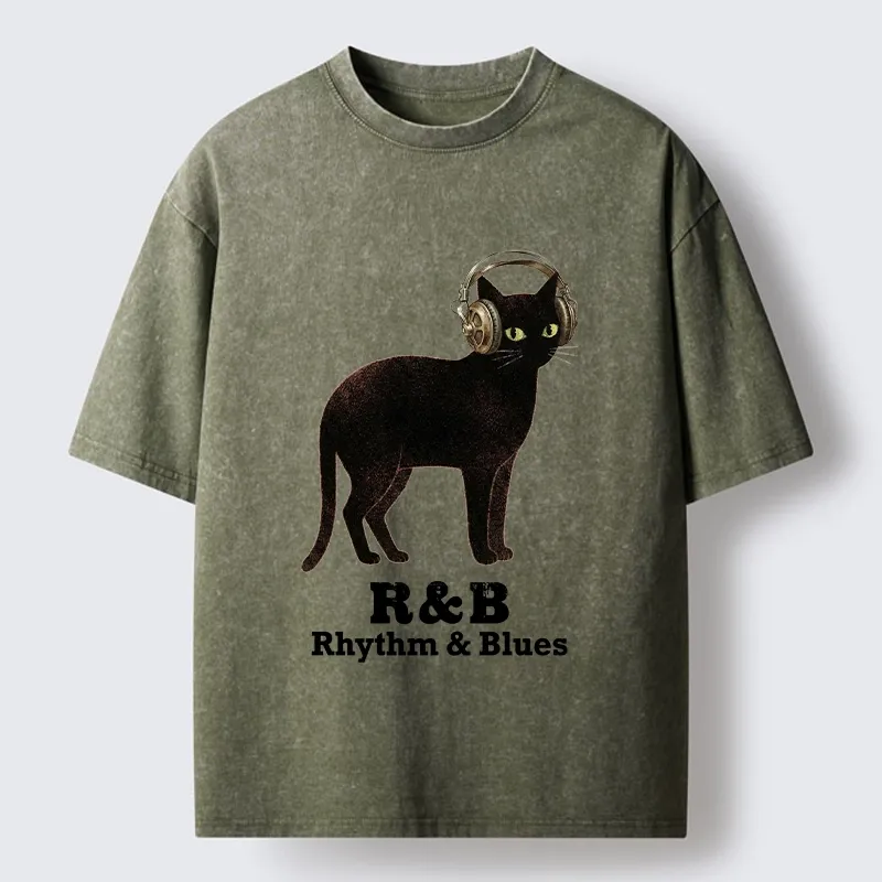 Tokyo‑Tiger Cat Headphone Groove Washed T-Shirt