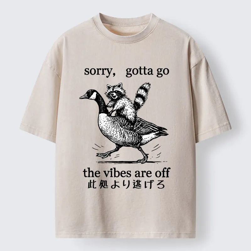 Tokyo‑Tiger Raccoon Goose Escape Washed T-Shirt