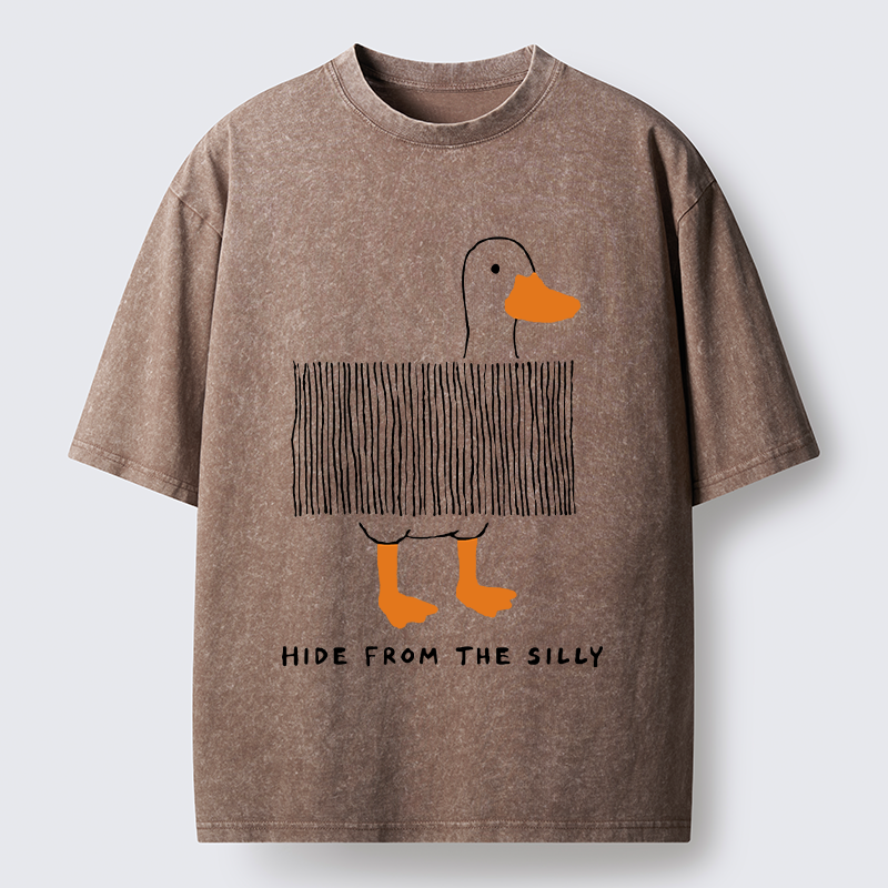 Tokyo-Tiger Funny Hiding Goose Meme Washed T-Shirt
