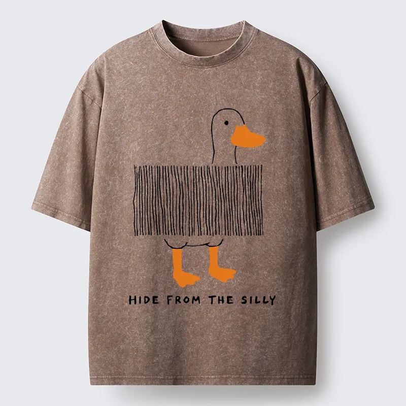 Tokyo-Tiger Funny Hiding Goose Meme Washed T-Shirt