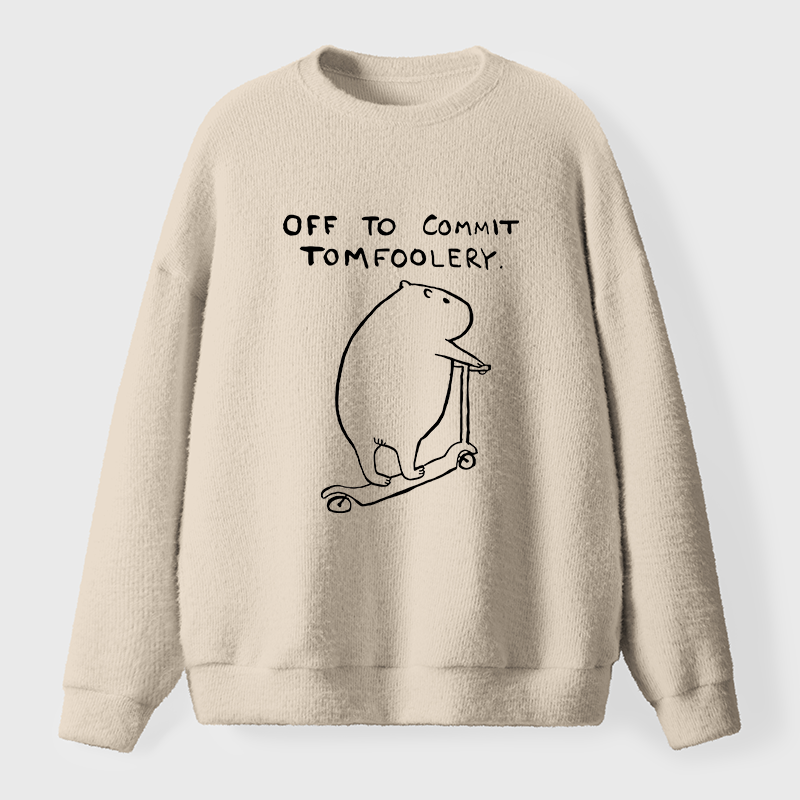 Tokyo-Tiger Capybara Is Ready To Do Something Bad Fuzzy Sweatshirt