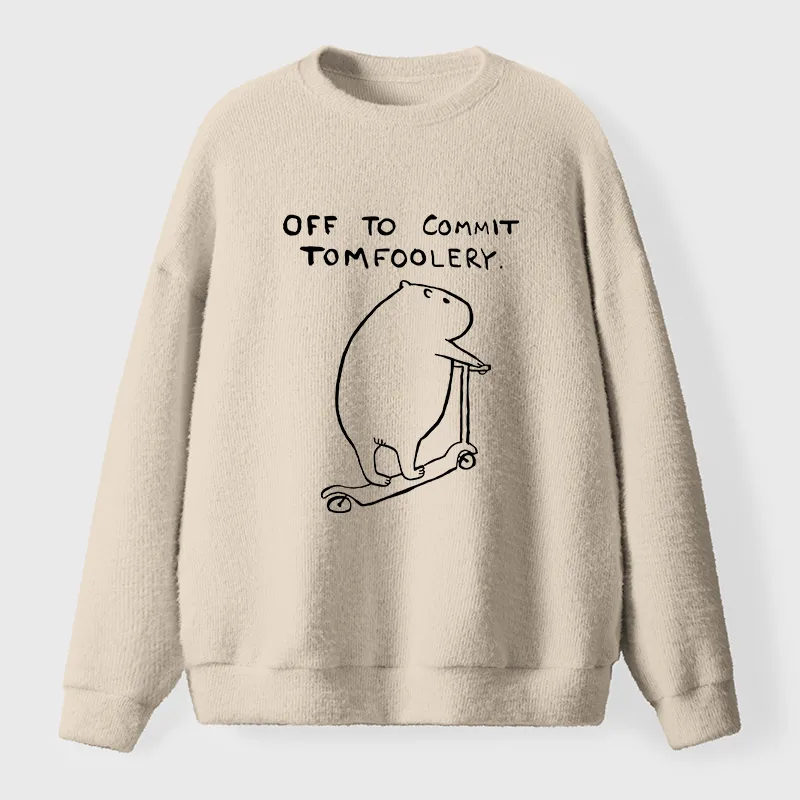 Tokyo-Tiger Capybara Is Ready To Do Something Bad Fuzzy Sweatshirt
