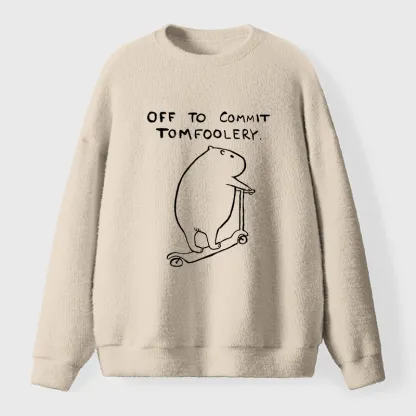 Tokyo-Tiger Capybara Is Ready To Do Something Bad Fuzzy Sweatshirt