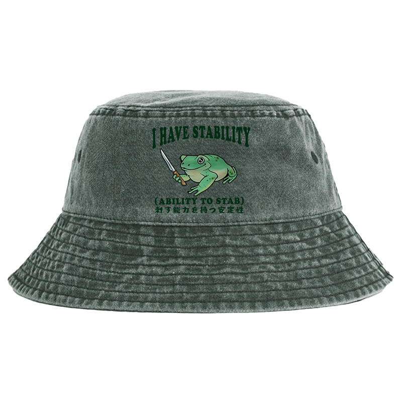 Tokyo-Tiger Mentally Stable Assassin Frog Washed Bucket Hat