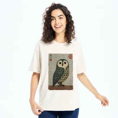 Tokyo-Tiger Traditional Owl In Japanese Art Washed T-Shirt
