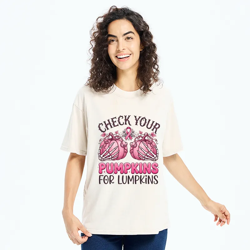Tokyo-Tiger Halloween Pumpkin Breast Cancer Awareness Washed T-Shirt