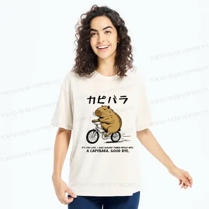 Tokyo-Tiger Capybara On A Bike Washed T-Shirt