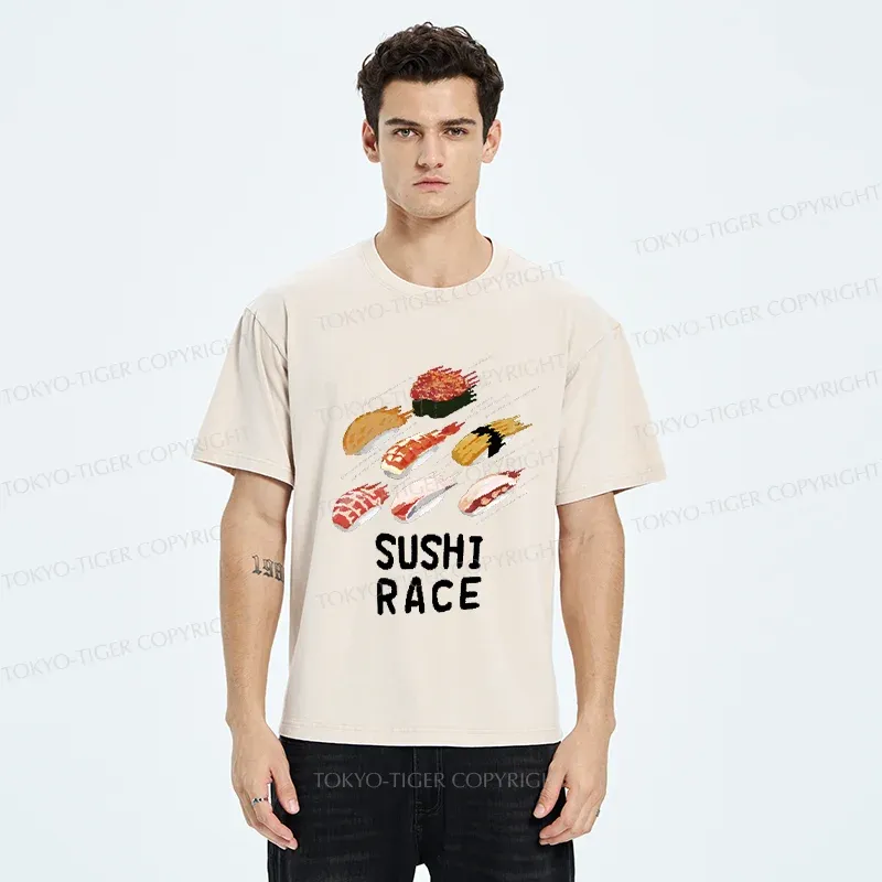 Tokyo-Tiger Sushi Competition Washed T-Shirt