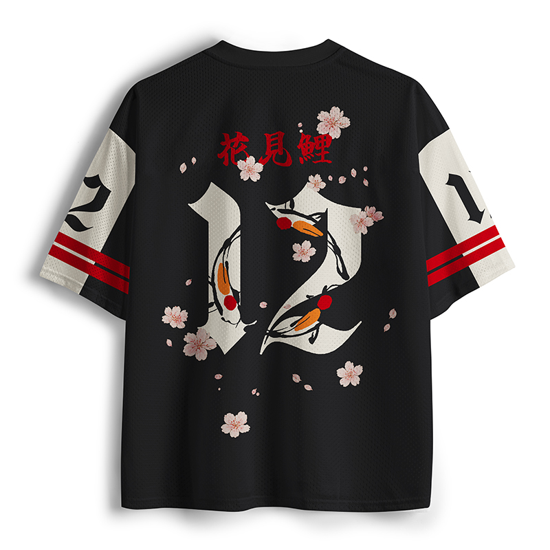Tokyo-Tiger Koi In Sakura Mesh Jersey