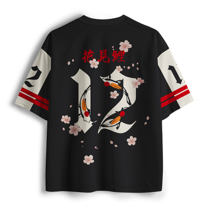 Tokyo-Tiger Koi In Sakura Mesh Jersey